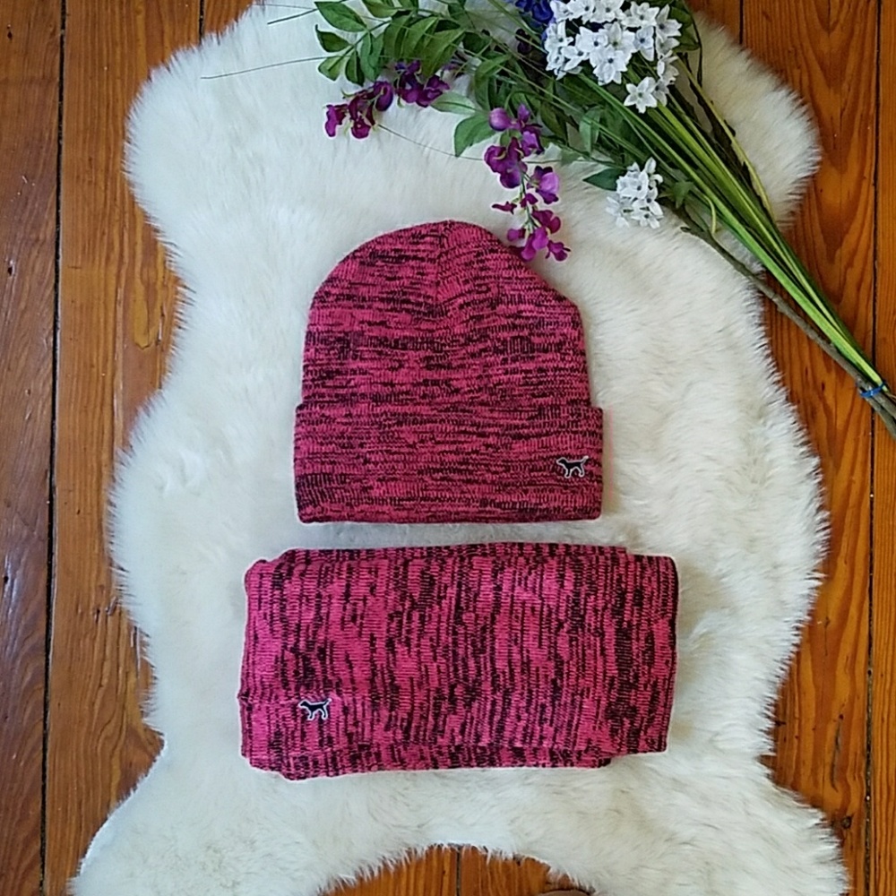 VS PINK hat and infinity scarf set